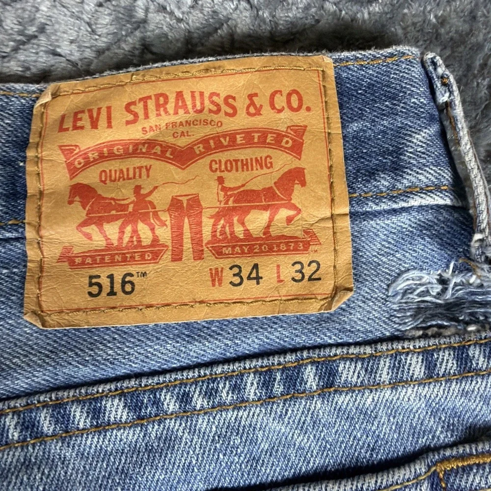 Levi's 516 Jeans Mens 34x32 Blue Fade Slim Straight Medium Wash‎